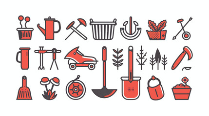 Garden farm tool icon illustration set