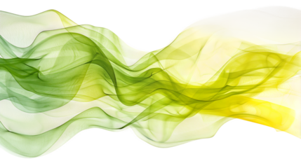 wavy abstract  green and yellow watercolour background isolated on transparent background