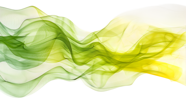 wavy abstract  green and yellow watercolour background isolated on transparent background