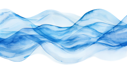 wavy abstract blue watercolour background isolated on transparent background