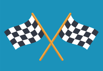 checkered racing flags cross flat
