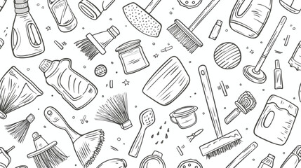 Hand drawn cleaning tools. Doodle elements. Graphic vector