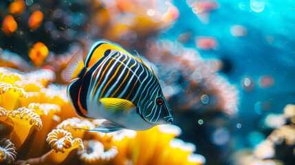 Fototapeta na wymiar Tropical Fish Swimming in Coral Reef Waters