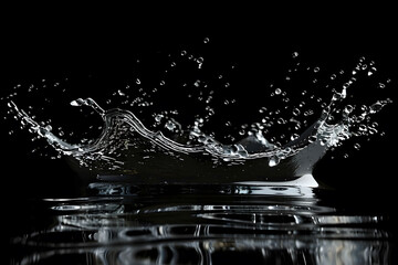 Splashing water on a black background. water splash refreshing black background