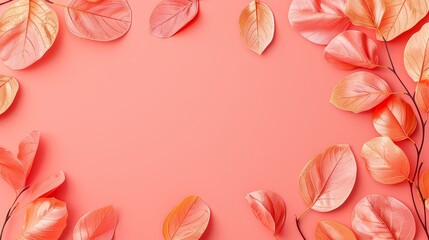   Four pink backgrounds, each adorned with golden leaves