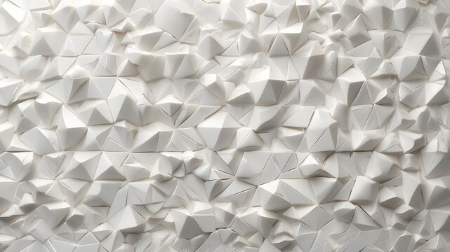 Transparent overlay with a smooth, elegant, delicate white porcelain backdrop texture that is embossed. Geometric triangle lowpoly mosaic design with an abstract minimalist style. Map of displacement,