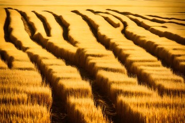 Vast wheat fields swaying in the panoramic breeze, a golden carpet beneath the summer sun.