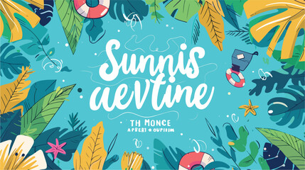 Fototapeta na wymiar Illustration of summer is adventure time text 