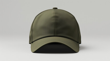 Olive baseball cap on gray background for mock-up