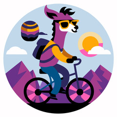 Llamacool Unicycling Sunglass Llama Sticker 'Deal with it' Attitude for Your T-shirt