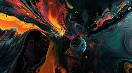abstract visuals with paints,  surreal, swirling abstract landscape - obrazy, fototapety, plakaty