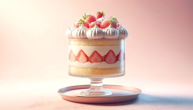 3D Image of Strawberry Champagne Trifle