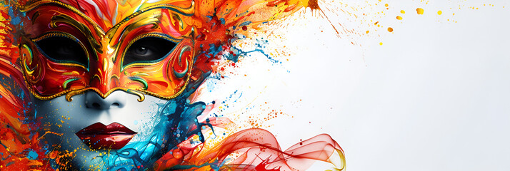 mask carnival colorful splash art masquerade, generative Ai
