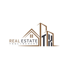 TX initial monogram logo for real estate with home shape creative design.