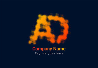 Halftone AD initial letter logo template. Letter AD logo, Perfect for corporate, more technology brand identity