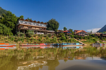 View of Muang Ngoi Neua village from Nam Ou river, Laos.
