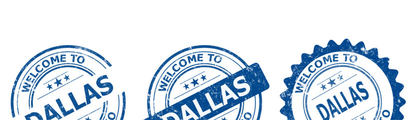 welcome to Dallas blue old stamp sale	
