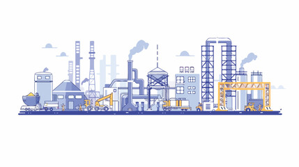 Metallurgy industry plant construction vector illustration