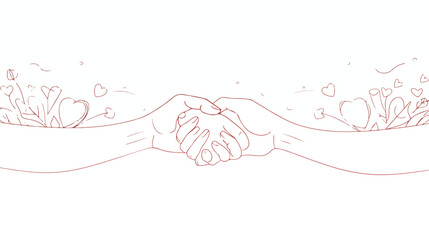 One line drawn holding hands. Saint Valentines day vector