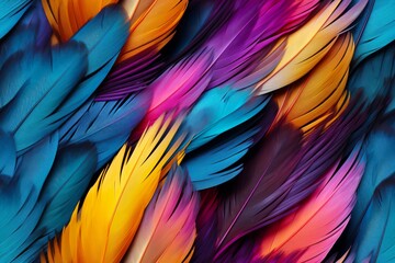 Fototapeta premium The fine, feathery texture of a bird's plumage, with vibrant colors and intricate patterns