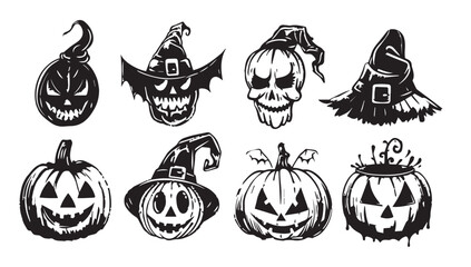 Halloween set, hand drawn style.	
