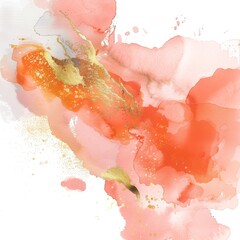 Fototapeta premium A beautiful painting with peach and orange hues and gold flecks.