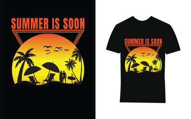 Summer is soon t-shirt design summer t-shirt design vector illustration, Summer T Shirt Vector Art,
