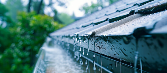 Modern Roof Gutter System house concept background