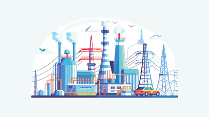 Power manufacture oil and gas industry illustration.