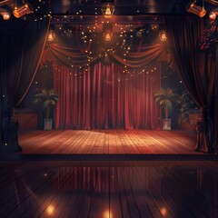 stage with curtain and curtains