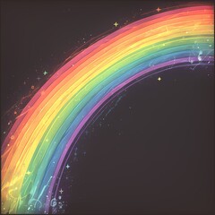 Rainbow Arching across Clear Day with Stars and Chalkboard Style Background