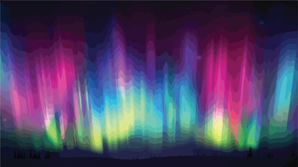 Realistic northern lights set. Amazing aurora - obrazy, fototapety, plakaty