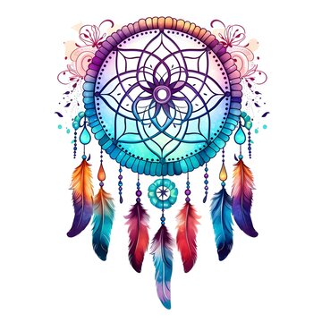 Mandala Dreamcatcher: A blend of mandala patterns and dreamcatcher elements