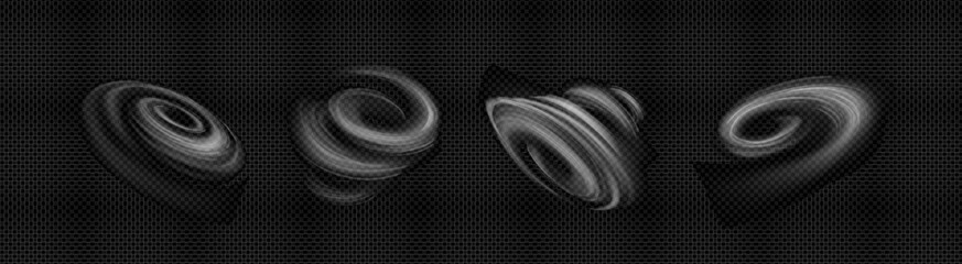 Wind swirls set isolated on transparent background. Vector realistic illustration of spiral air flow, tornado motion effect, magic whirlwind vortex, dusty hurricane, stormy weather design elements