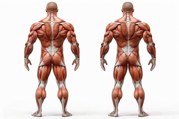 Male Muscle Anatomy, Back and Side Views