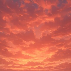 Majestic Orange and Red Sunset Clouds - obrazy, fototapety, plakaty