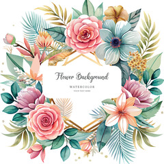 Obraz premium Powder pastel with hand drawn flower background