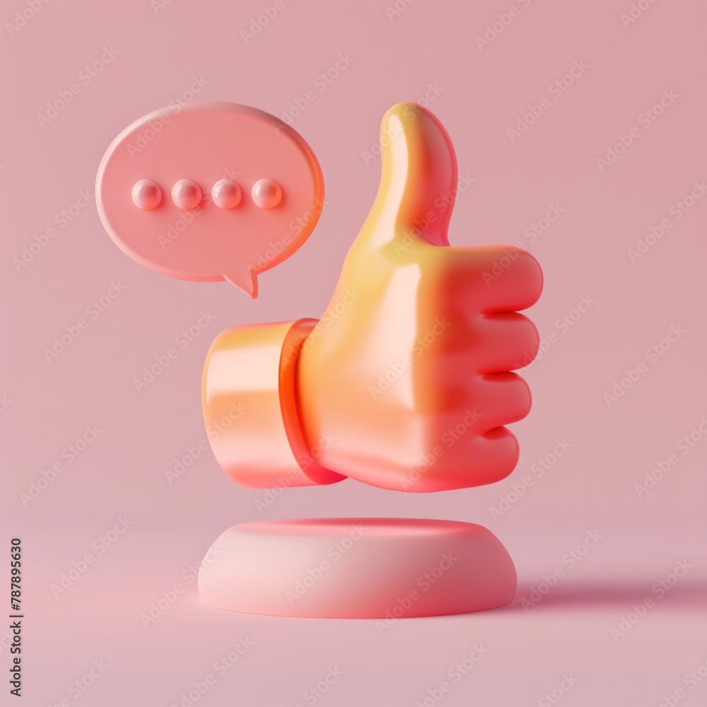 Poster craft a 3d concept that combines a striking thumb up gesture with a speech bubble, illustrating the 