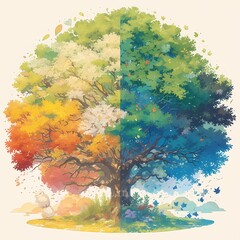 Embrace the Seasons! Colorful Art Depicting Spring, Summer, Autumn, and Winter