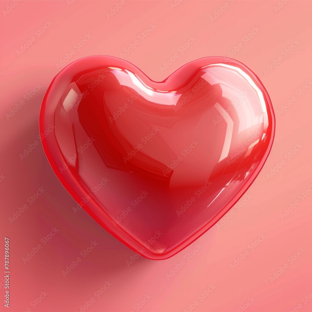 Poster create a 3d icon of a vibrant red heart set against a contrasting pink background, ai generative