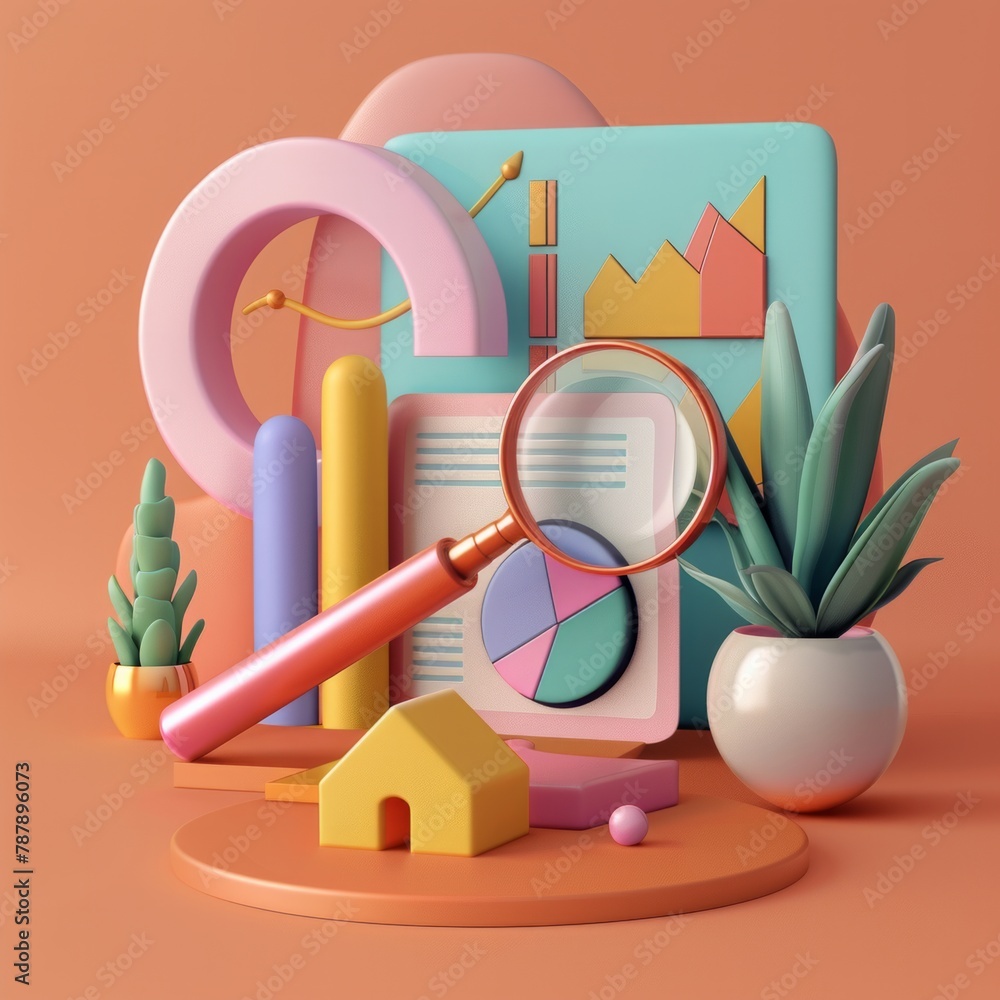Poster create a 3d icon that vividly illustrates the concept of seo optimization, incorporating elements of