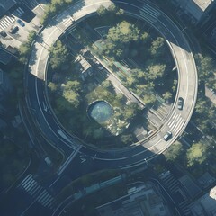 Futuristic Drone Traffic Overlaying Modern Urban Infrastructure