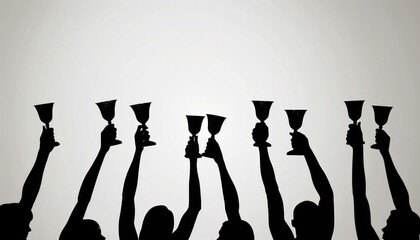 People making a celebratory gesture with wine glasses at a fun event