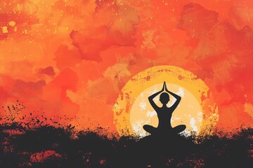 Illustration of world yoga day. Person sitting and standing in yoga pose