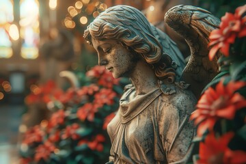 Advent season services filled with anticipation and occasional glimpses of a heralding angel among the congregation - obrazy, fototapety, plakaty