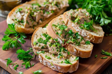Pate and parsley on bread