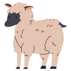Cute sheep vector cartoon farm animal illustration isolated on a white background.
