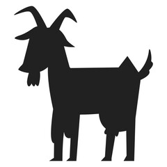 Goat black silhouette vector farm animal sign isolated on a white background.