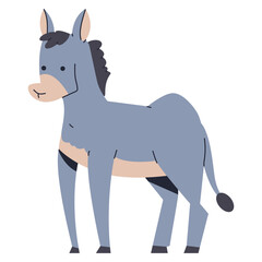 Cute donkey vector cartoon farm animal illustration isolated on a white background.