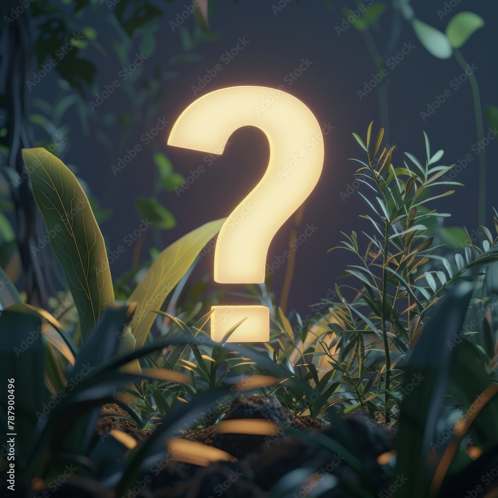 Aufkleber imagine a 3d render of a luminescent question mark icon, ai generative